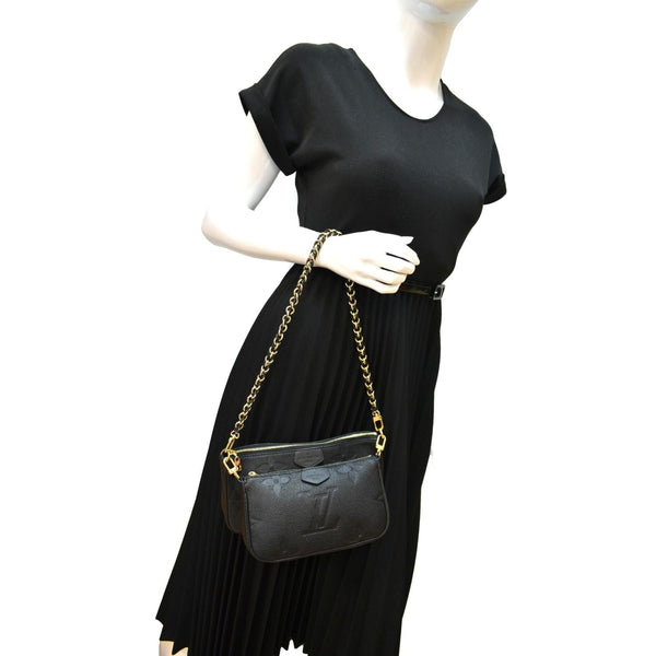 LOUIS VUITTON Multi Pochette Accessories Empreinte Clutch Bag Black