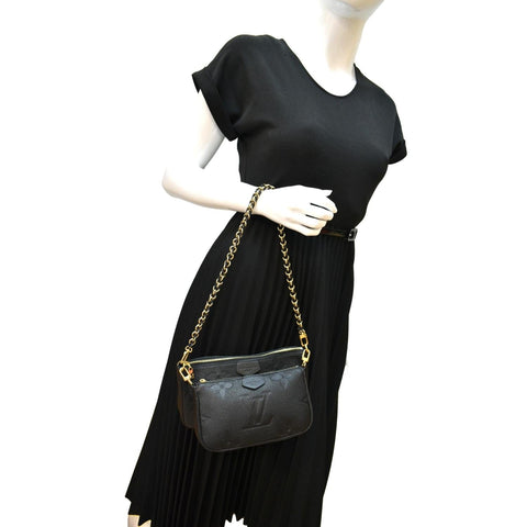 LOUIS VUITTON Multi Pochette Accessories Empreinte Clutch Bag Black