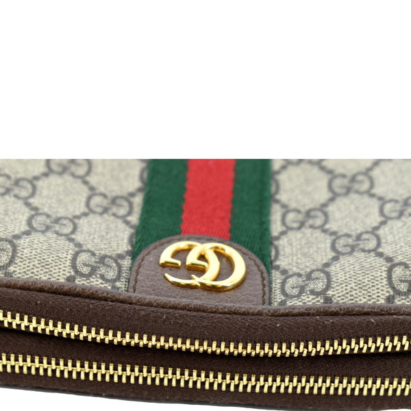 GUCCI Ophidia GG Supreme Monogram Phone Case Wristlet Beige 598654