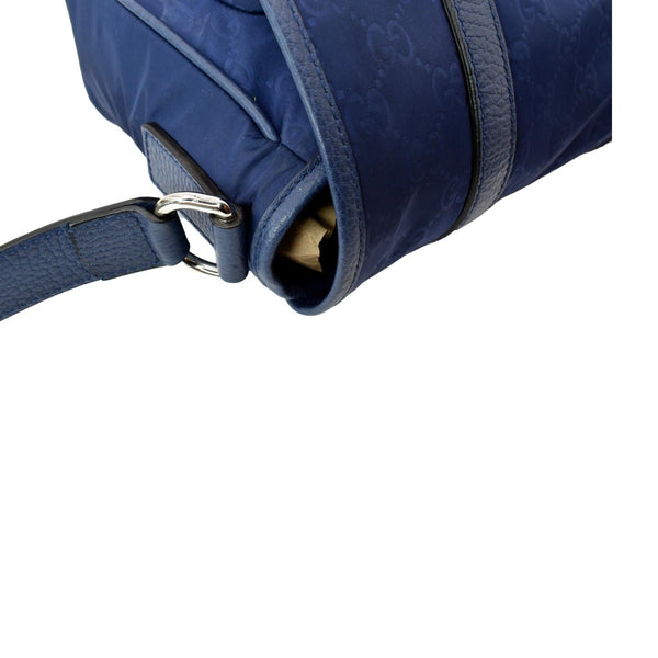 GUCCI Flap Double Buckle GG Monogram Nylon Messenger Bag Blue 510335