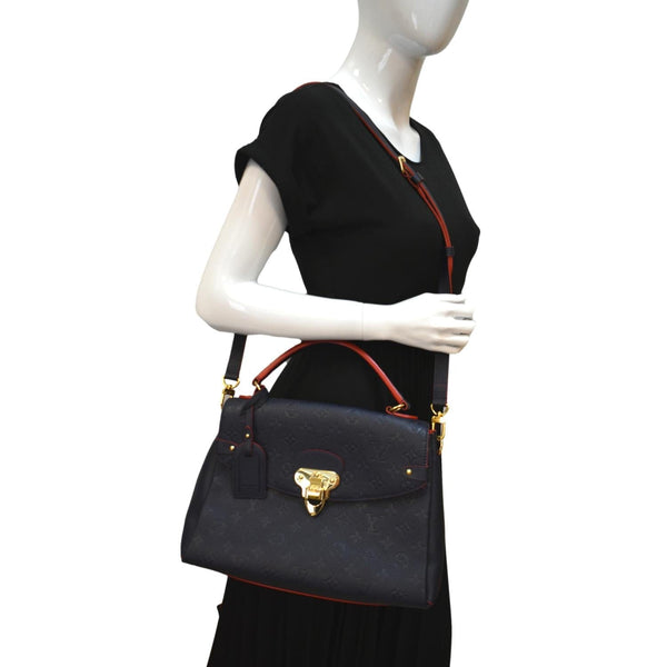 LOUIS VUITTON Georges MM Monogram Empreinte Shoulder Bag Navy Blue
