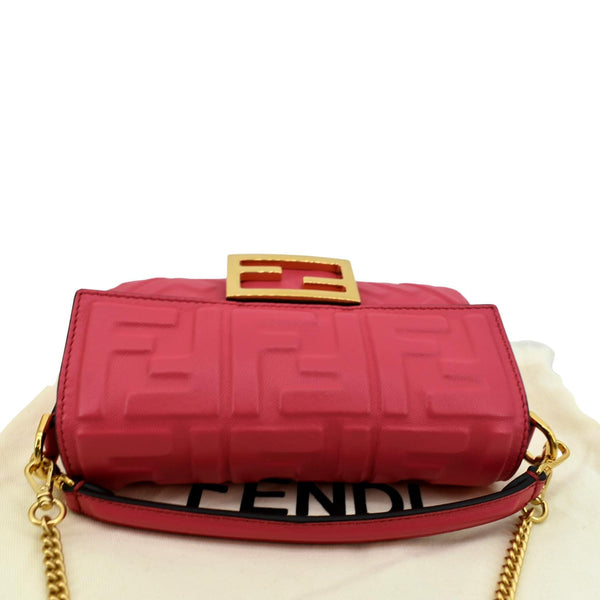 FENDI Baguette Nappa Leather Crossbody Bag Red