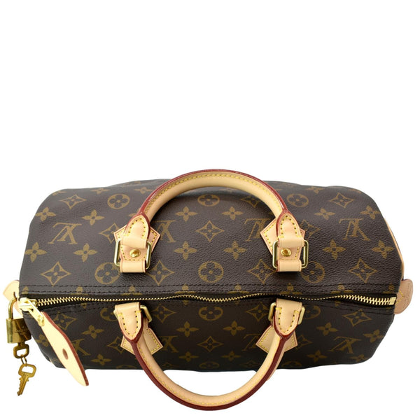 LOUIS VUITTON Speedy 30 Monogram Canvas Satchel Bag Brown