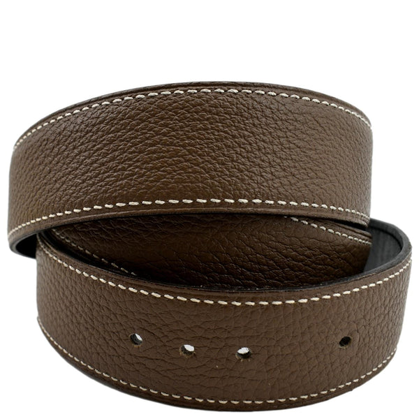 HERMES H d'Ancre Reversible Leather Buckle Belt Beige