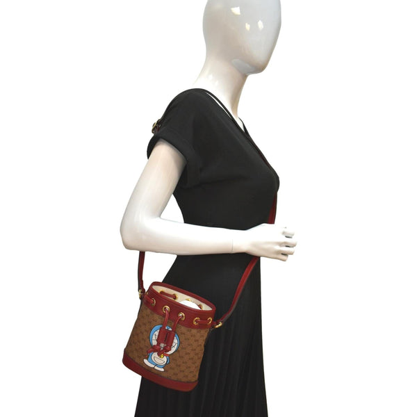 GUCCI Doraemon x Candy Mini GG Supreme Monogram Bucket Bag Beige 647801