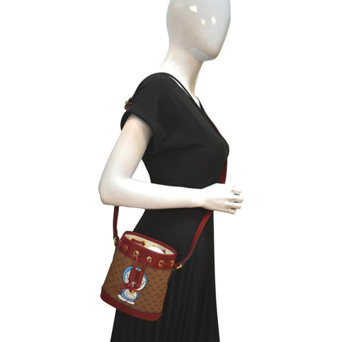 GUCCI Doraemon x Candy Mini GG Supreme Monogram Bucket Bag Beige 647801