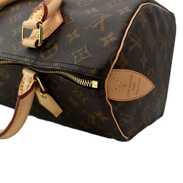 LOUIS VUITTON Speedy 30 Monogram Canvas Satchel Bag Brown