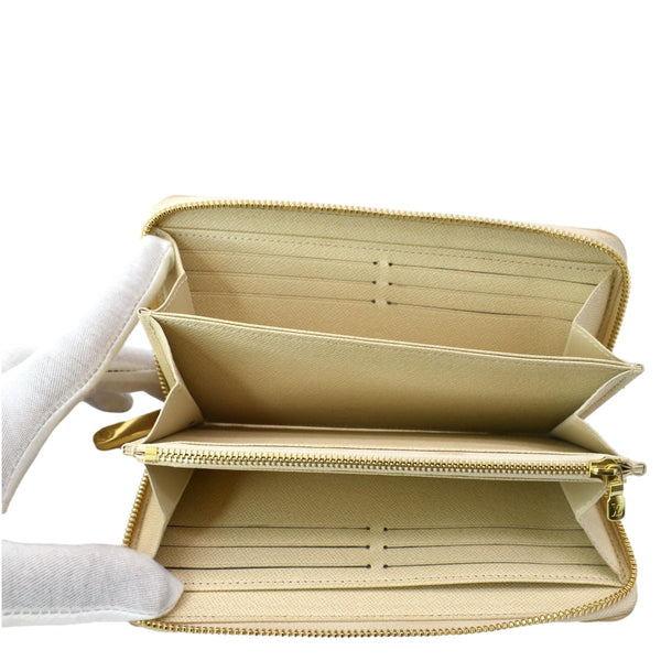 LOUIS VUITTON Zip Around Damier Azur Wallet White