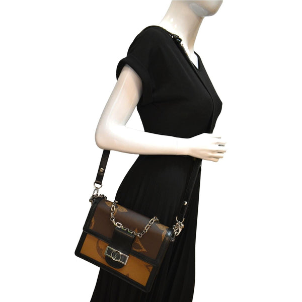 LOUIS VUITTON Giant Dauphine MM Monogram Reverse Canvas Shoulder Bag Brown