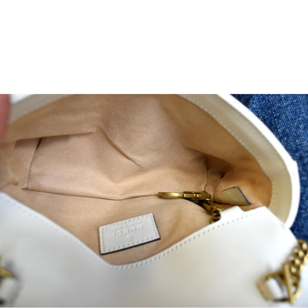GUCCI GG Marmont Super Mini Matelasse Leather Shoulder Bag White 476433