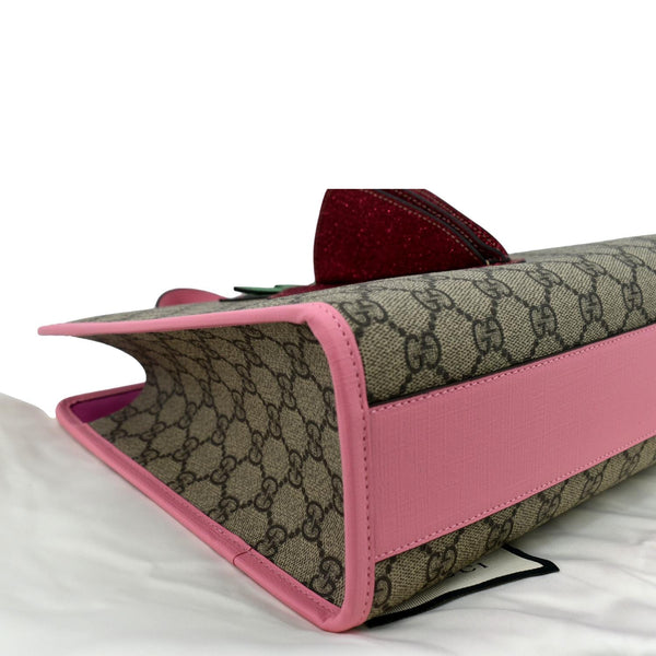 Gucci Kids Strawberry GG Supreme Canvas Tote Bag Beige - Bottom Left