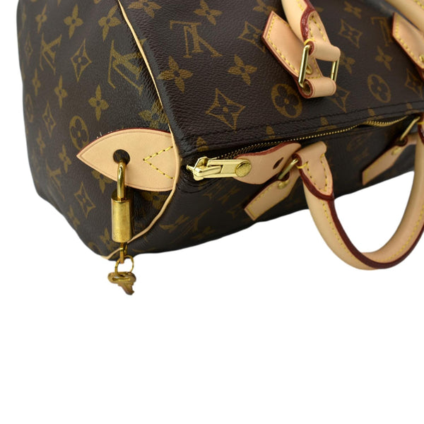 LOUIS VUITTON Speedy 30 Monogram Canvas Satchel Bag Brown