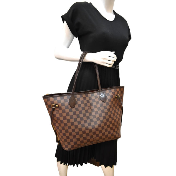 Louis Vuitton Neverfull MM Damier Ebene Tote Bag Brown - Full View