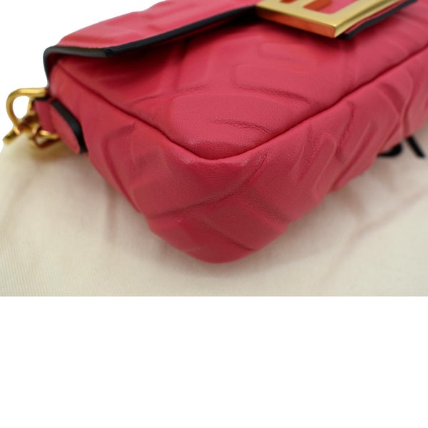 FENDI Baguette Nappa Leather Crossbody Bag Red