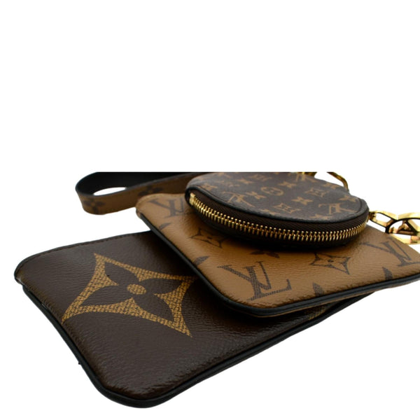 LOUIS VUITTON Monogram Canvas Trio Pouch Bag Brown