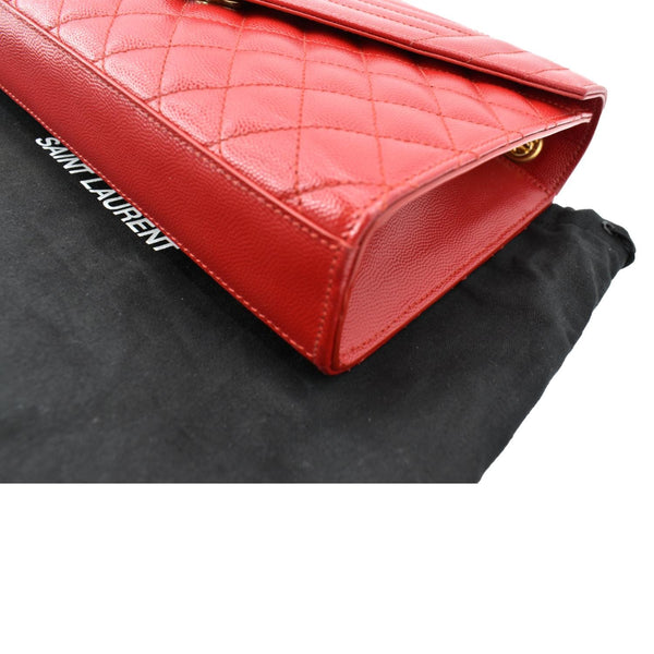 YVES SAINT LAURENT Medium Envelope Leather Chain Shoulder Bag Red