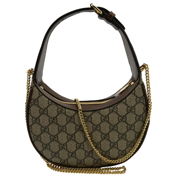 GUCCI Half Moon Mini GG Supreme Canvas Crossbody Bag Beige 726843