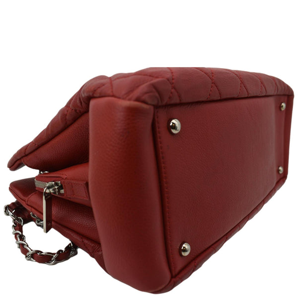 CHANEL Timeless CC Soft Quilted Caviar Leather Shopping Tote Bag Red