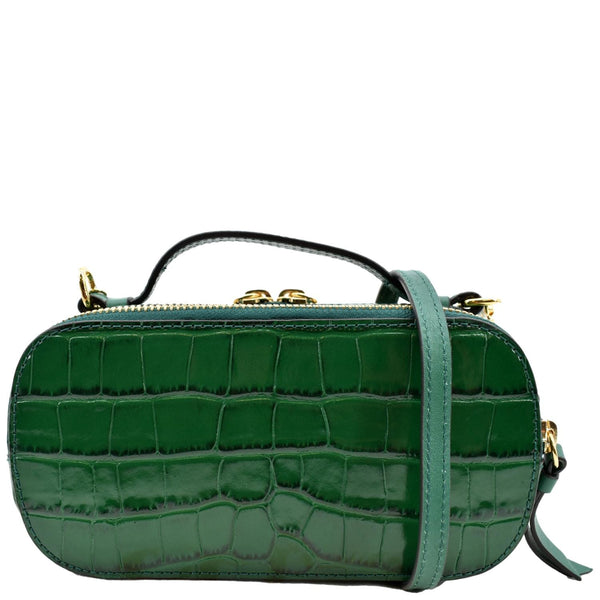 CHLOE Mini Vanity Crocodile Embossed Leather Crossbody Bag Green
