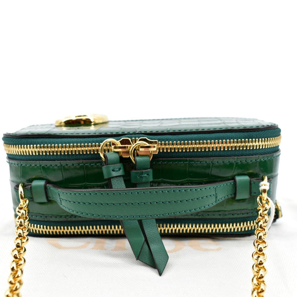 CHLOE Mini Vanity Crocodile Embossed Leather Crossbody Bag Green