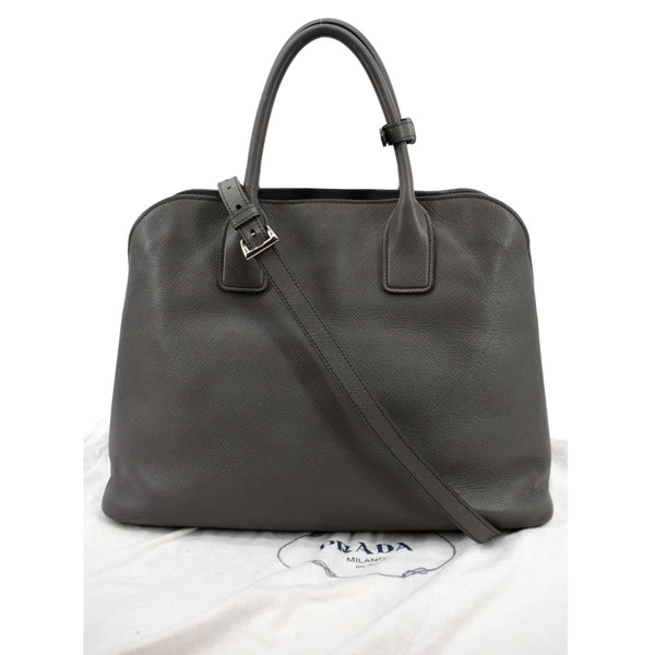PRADA Cuir Open Promenade Saffiano LeatherTop Handle Tote Bag Grey
