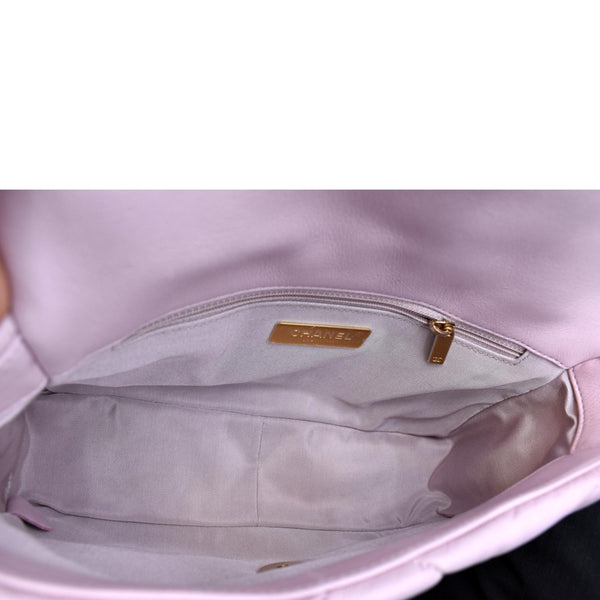 CHANEL 19 Medium Flap Quilted Lambskin Leather Shoulder Bag Pink