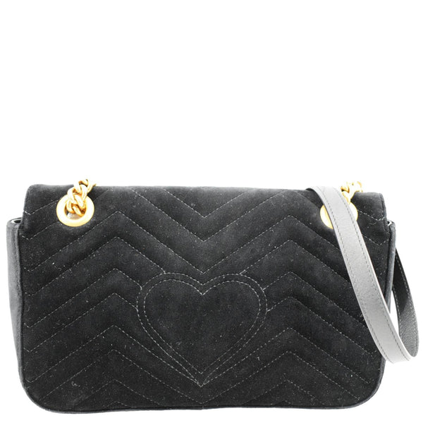Gucci GG Marmont Velvet Crossbody Bag in Black Color - Back
