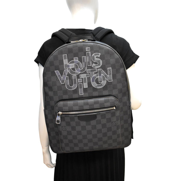 LOUIS VUITTON Josh Interlinked Logo Damier Graphite Backpack Black
