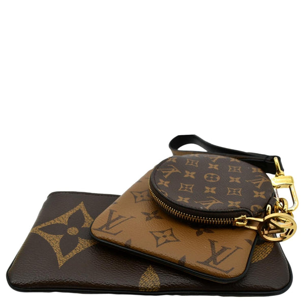 LOUIS VUITTON Monogram Canvas Trio Pouch Bag Brown