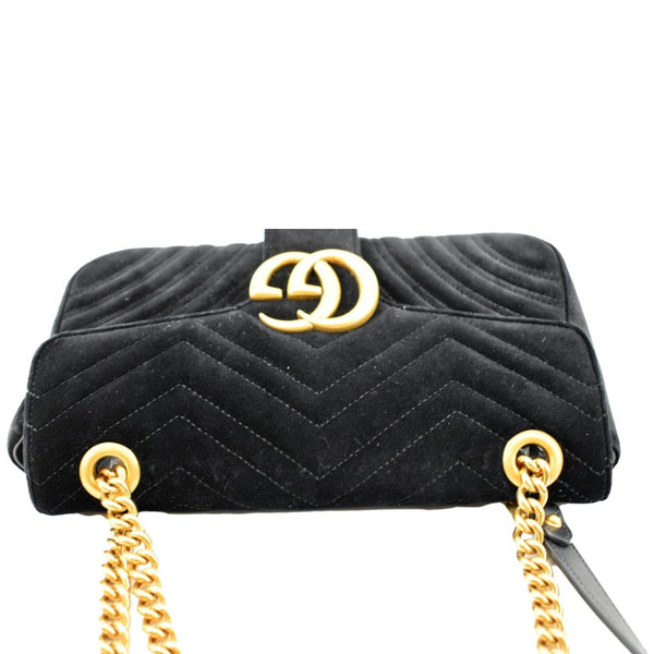 Gucci GG Marmont Velvet Crossbody Bag in Black Color - Top