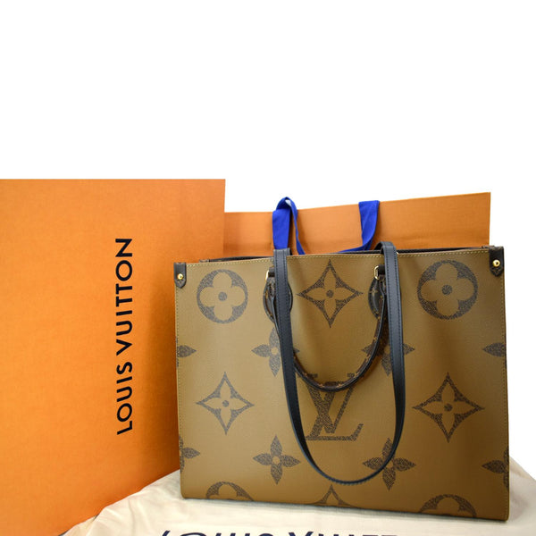 LOUIS VUITTON Onthego GM Giant Monogram Canvas Tote Shoulder Bag Brown - New Year Deals