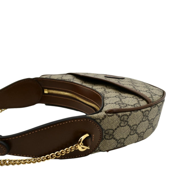 GUCCI Half Moon Mini GG Supreme Canvas Crossbody Bag Beige 726843