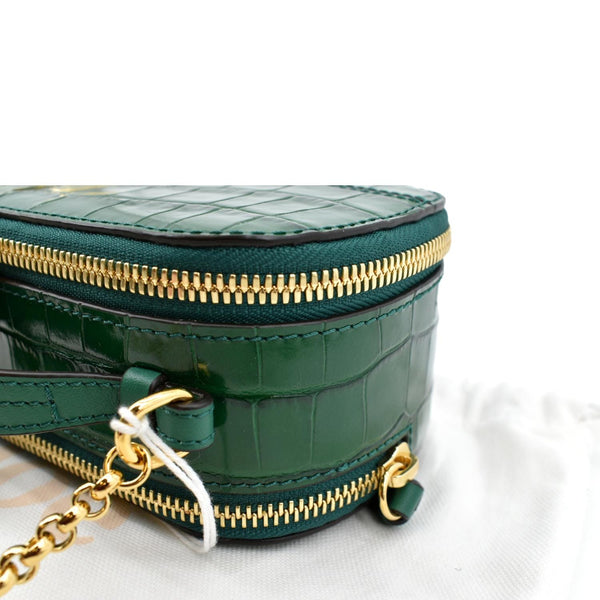 CHLOE Mini Vanity Crocodile Embossed Leather Crossbody Bag Green