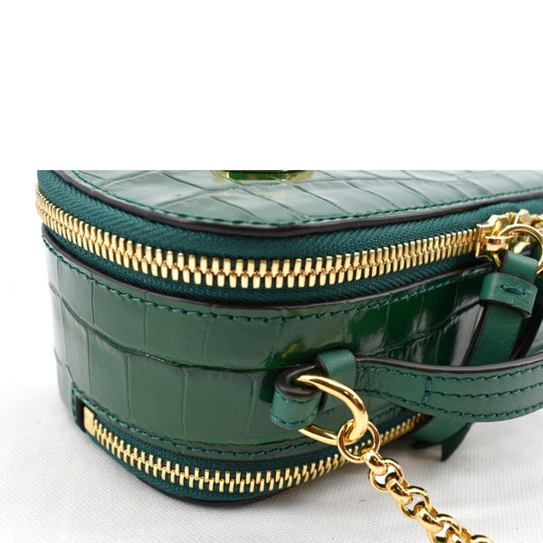 CHLOE Mini Vanity Crocodile Embossed Leather Crossbody Bag Green