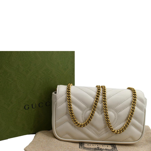 GUCCI GG Marmont Super Mini Matelasse Leather Shoulder Bag White 476433