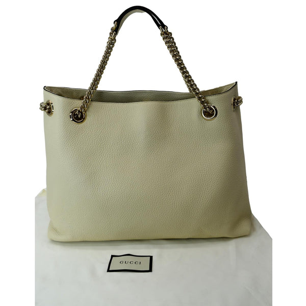 Gucci Medium Soho Chain Leather Tote Shoulder Bag Ivory - Backside