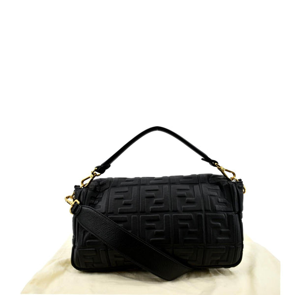 FENDI Baguette Leather Shoulder Bag Black