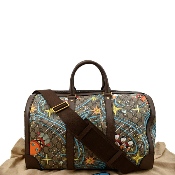 GUCCI Disney x Donald Duck GG Supreme Canvas Duffle Shoulder Bag Beige 648085