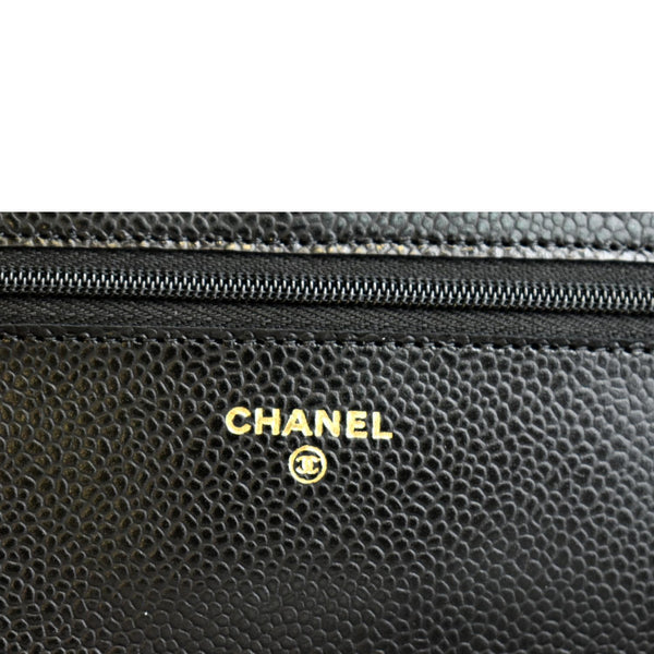 CHANEL CC WOC Caviar Leather Wallet On Chain Shoulder Bag Black