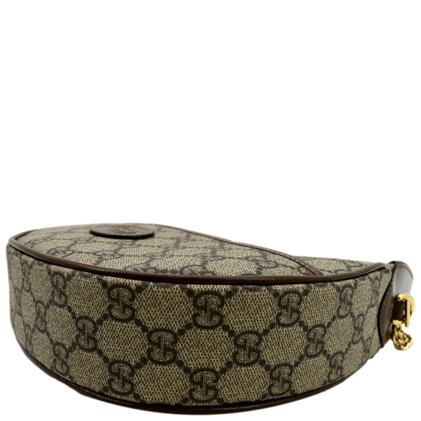 GUCCI Half Moon Mini GG Supreme Canvas Crossbody Bag Beige 726843