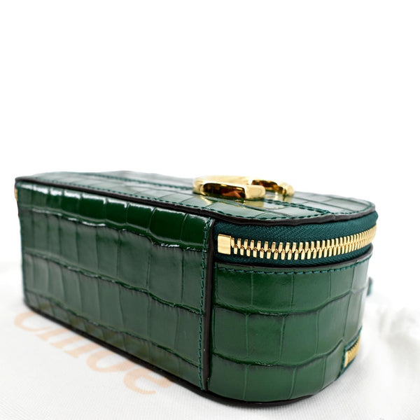 CHLOE Mini Vanity Crocodile Embossed Leather Crossbody Bag Green