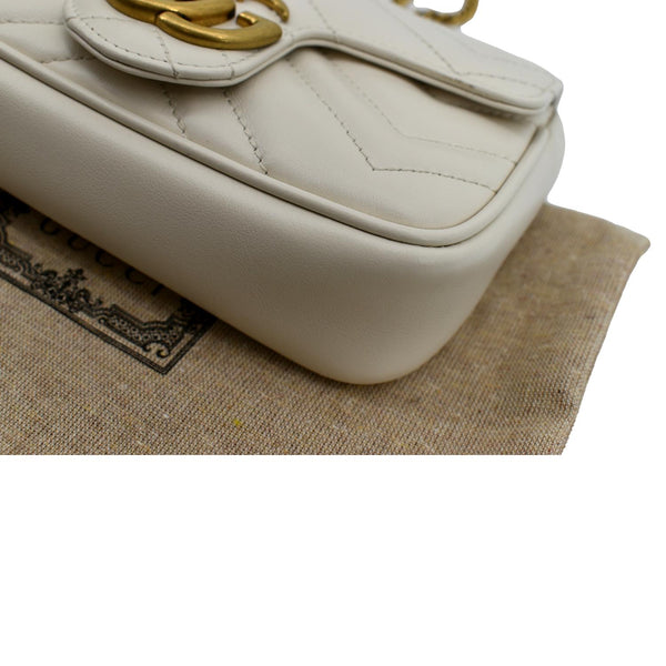 GUCCI GG Marmont Super Mini Matelasse Leather Shoulder Bag White 476433