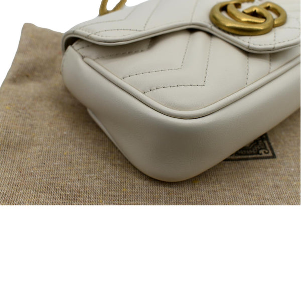 GUCCI GG Marmont Super Mini Matelasse Leather Shoulder Bag White 476433