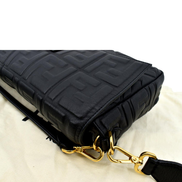 FENDI Baguette Leather Shoulder Bag Black