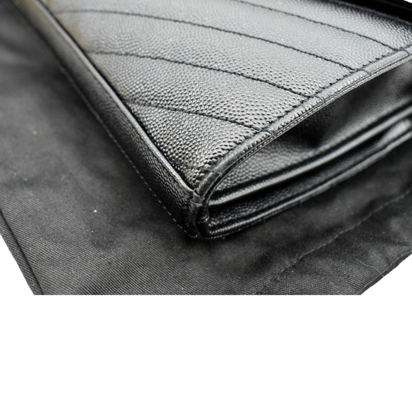 YVES SAINT LAURENT Chevron Grain De Poudre Envelope Chain Bag Black - Sold