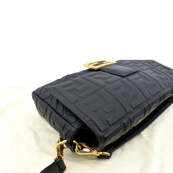 FENDI Baguette Leather Shoulder Bag Black