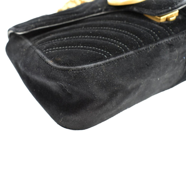 Gucci GG Marmont Velvet Crossbody Bag in Black Color - Bottom Left