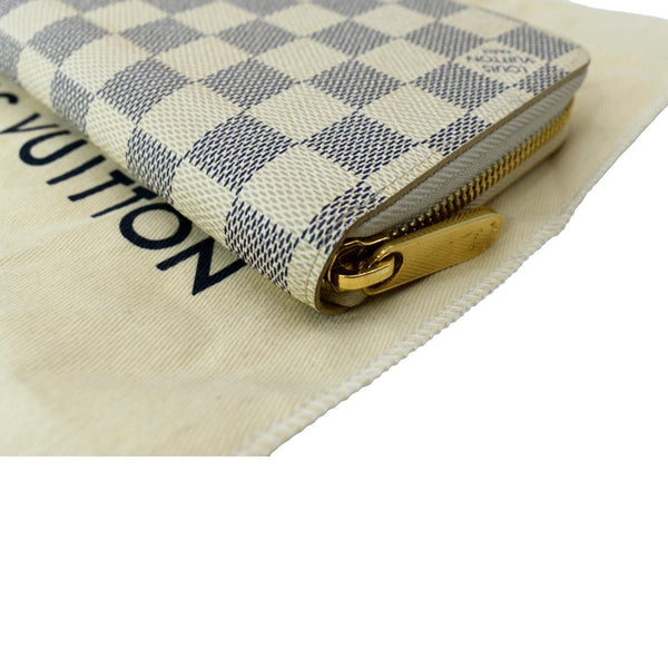 LOUIS VUITTON Zip Around Damier Azur Wallet White