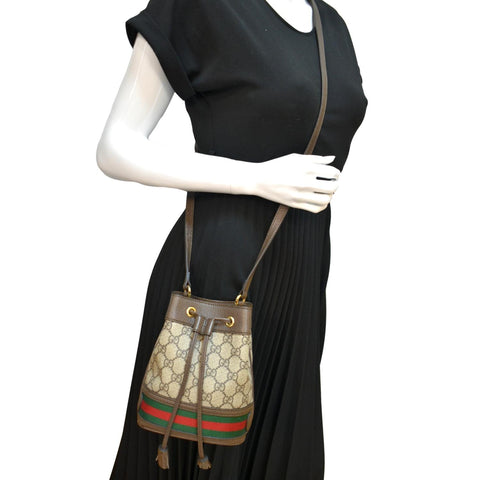 GUCCI Ophidia Small GG Canvas Bucket Bag Beige 550620