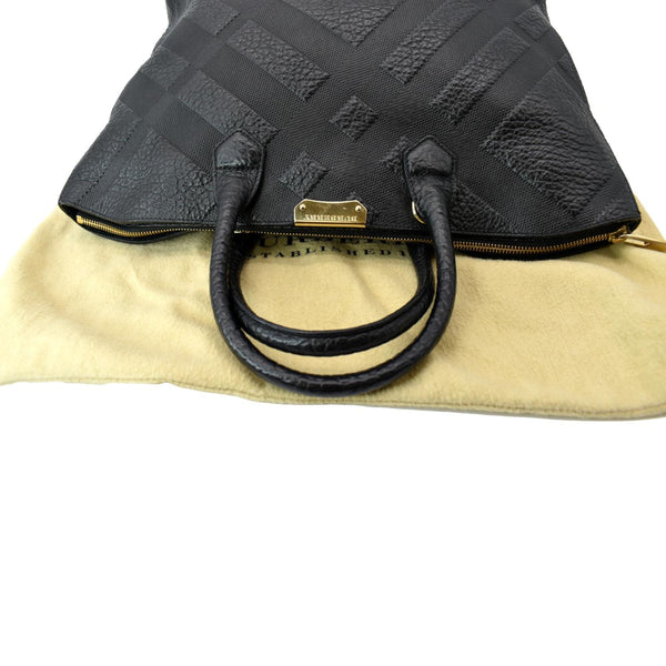 BURBERRY Dewsbury Medium Grain Check Embossed Tote Bag Black-Dallas Designer